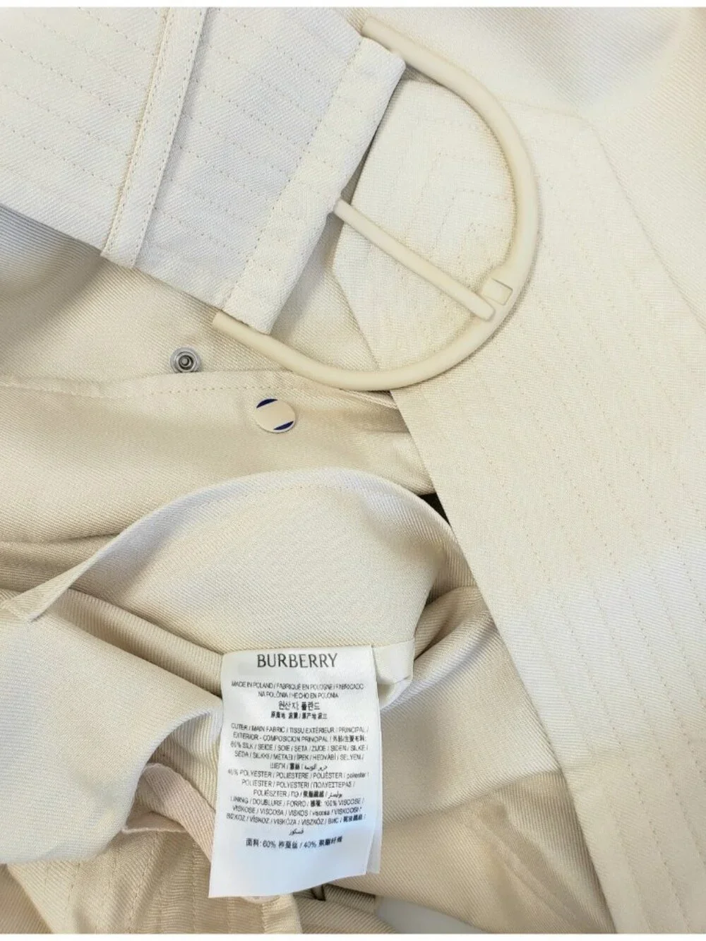 $3550 Burberry Women's Silk Blend Belted Trench Coat Jacket in Grain Size US 10 - Picture 6 of 6